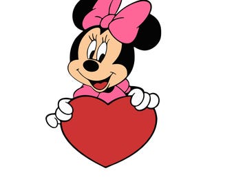 Minnie Mouse Heart Svg Png Dxf:Eps Valentine Heart Cricut Cut File (Digital Download