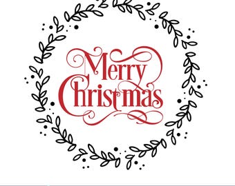 Merry Christmas Wreath SVG, Christmas Sign Cut File (Digital Download)