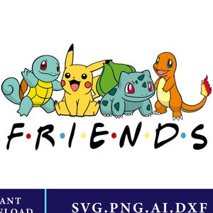 Archivos SVG, imágenes prediseñadas y PNG de Pokémon Friend para Cricut. Archivos de corte en capas, compatibles con Silhouette. Descarga instantánea.