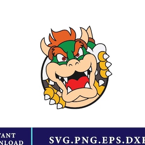 Bowser Kopf SVG, PNG, Super Mario Clipart (Instant Download)