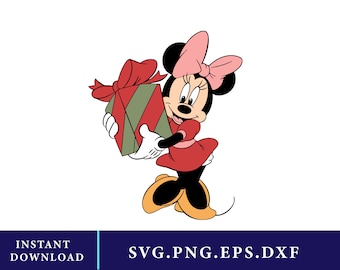 Minnie Weihnachten Geschenk Clipart, Disney Weihnachten Clipart, Micky Maus Herz, Minnie Maus, Instant Download