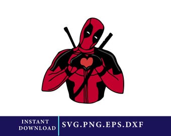 Corazón de Deadpool SVG, archivos de corte para Cricut y Silhouette (descarga digital)