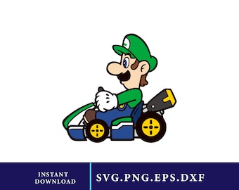 Pliki Luigi Kart SVG, PNG, DXF dla Cricut (natychmiastowe pobranie)