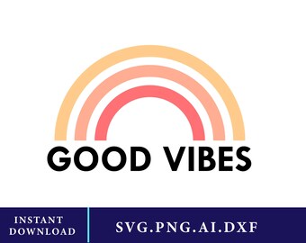 Good Vibes regenboog-svg | Zomer vector gesneden bestand (digitale download)