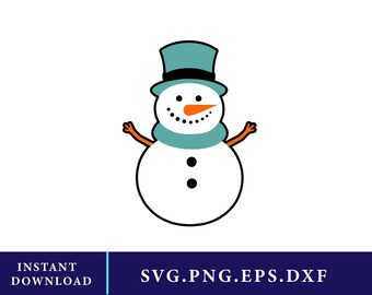 Snowman SVG, Cute Snowman PNG, Holiday Sublimation Design, Christmas Winter Clipart, Cricut Silhouette Cut Files Instant Download