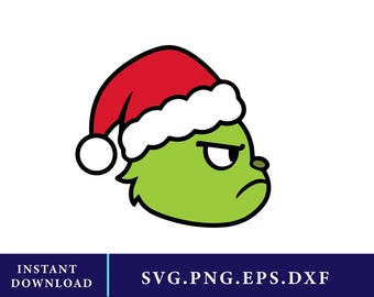 Cara de Grinch SVG, Navidad, Cricut, Silueta, PNG, JPEG (Descarga digital)