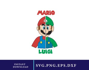 Mario  Luigi Cricut & Silhouette – Svg, Png, Eps, and DXF Files, Instant Digital Download