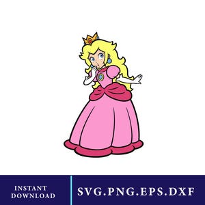 Princess Peach Svg,Dxf,Eps,Png: Super Mario Cricut & Silhouette Cutting File (Digital Download)