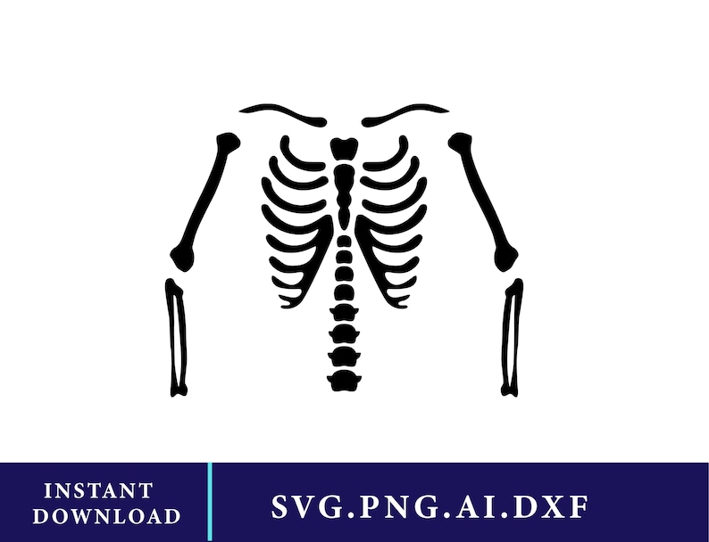 Skeleton SVG Bundle Rib Cage & Bone Cut Files Svg, Png, Dxf for Circuit ...