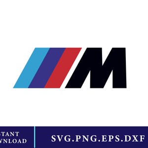 Puede incluir: Un logotipo con la letra "M" en negro y tres franjas diagonales en azul, azul oscuro y rojo. El texto incluye "DESCARGA INSTANTÁNEA" y "SVG.PNG.EPS.DXF".