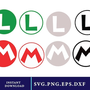 Mario and Luigi Logo SVG Bundle, Cricut & Silhouette Files (Digital Download)