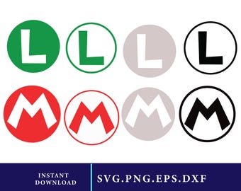 Mario and Luigi Logo SVG Bundle, Cricut & Silhouette Files (Digital Download)