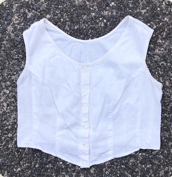 Vintage 30s White Cotton Undergarment Blouse Bra L