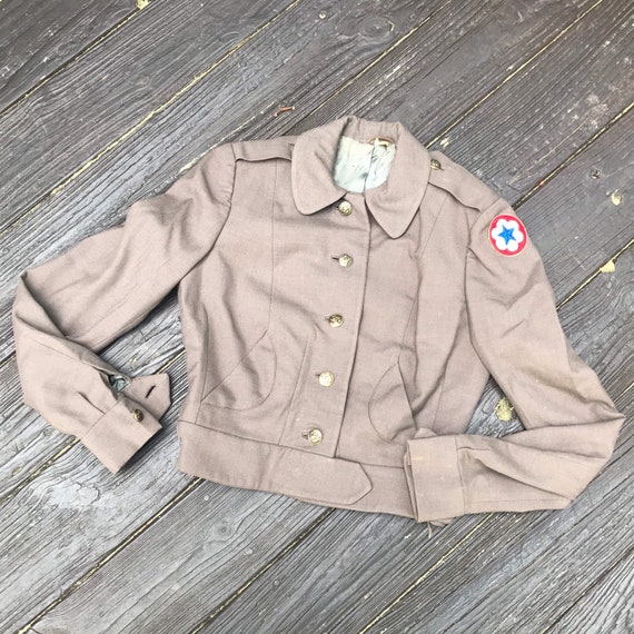 Vintage 50s Women's Brown Wool Cropped Uniform Jac
