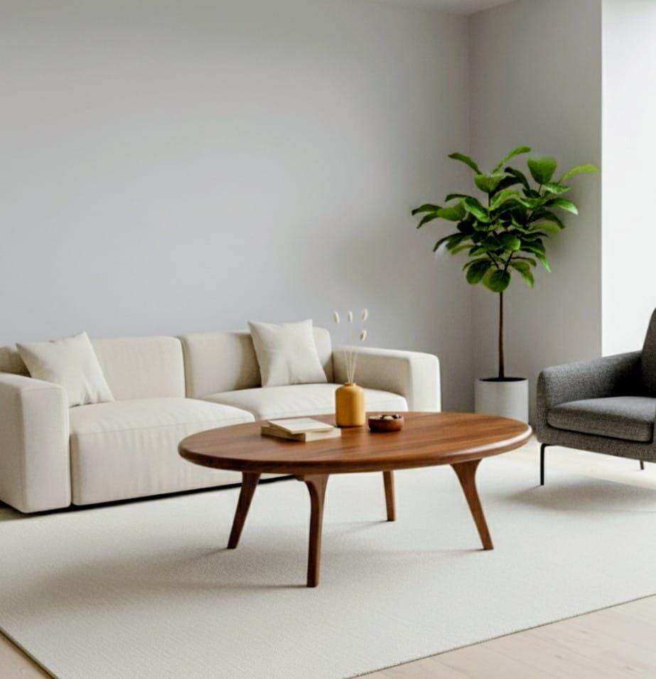 Ronde salontafel van gehard glas en walnoot 2124 ANGEL CERDA