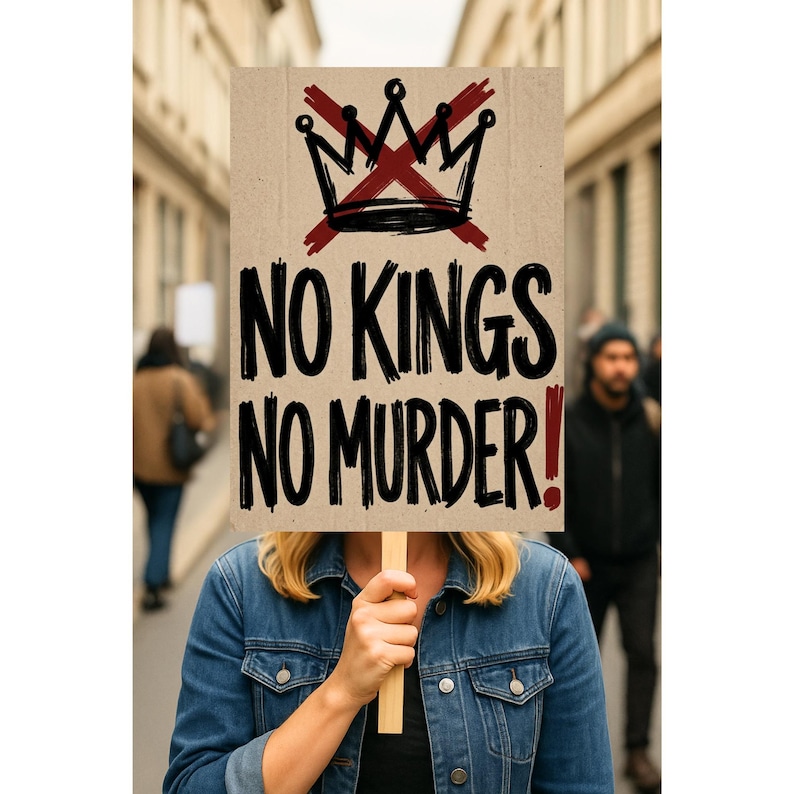 No Kings No Murder Poster, Anti Trump Protest Art, Bold Typography ...