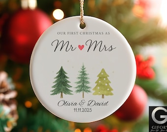mr mrs ornament - Wedding Gift - Personalized First Christmas Keepsake - Our 1st Christmas Mr & Mrs Ornament - Housewarming mr and mrs idea