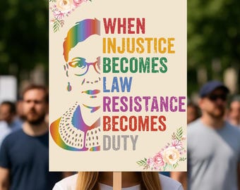 Cartel de protesta "Cuando la injusticia se convierte en ley", cartel de protesta "La resistencia se convierte en deber", cartel anti-Trump, cartel de activista político, cartel de manifestación