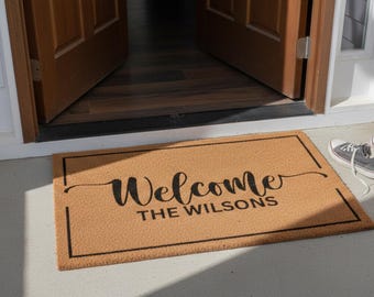 Welcome Doormat, Personalized Doormat, Custom Door Mat, Custom Doormat, Wedding Gift Ideas Housewarming Gifts Closing Gifts Welcome Door Mat
