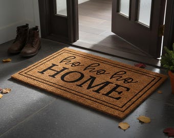 Christmas Doormat, Ho Ho Ho Home Mat, Holiday Door Mat, Christmas Welcome Mat, Rustic Farmhouse Decor, Winter Front Porch Decor, Xmas Gift