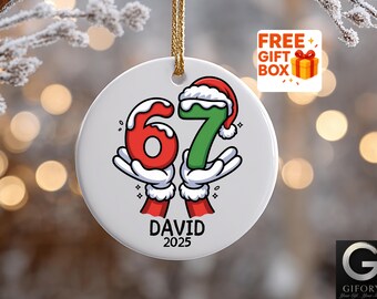 パーソナライズされた67のクリスマスオーナメント、カスタム6 7の面白い子供用記念品、家族、トレンドの67、67ギフト、6 7オーナメント