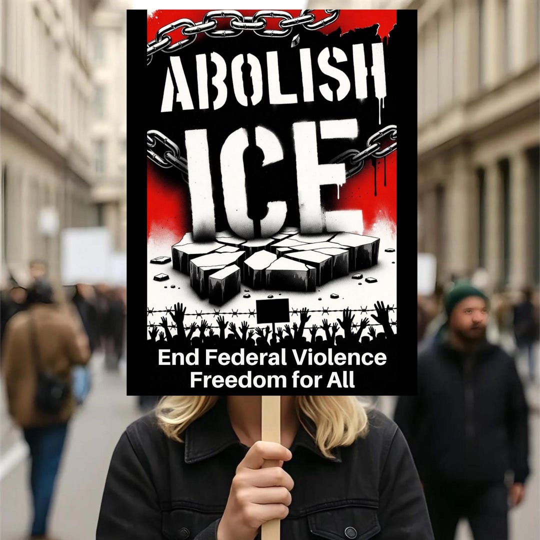 Protest Prints Abolish ICE Protest Poster, Anti Trump Democracy Wall Art, Immigration ...
