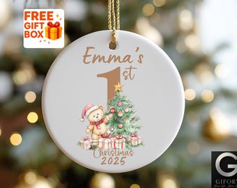 Baby Girl First Christmas Ornament, Girls First Xmas Ornament with Baby Name, Personalized Baby Girl Keepsake Ornament 2025