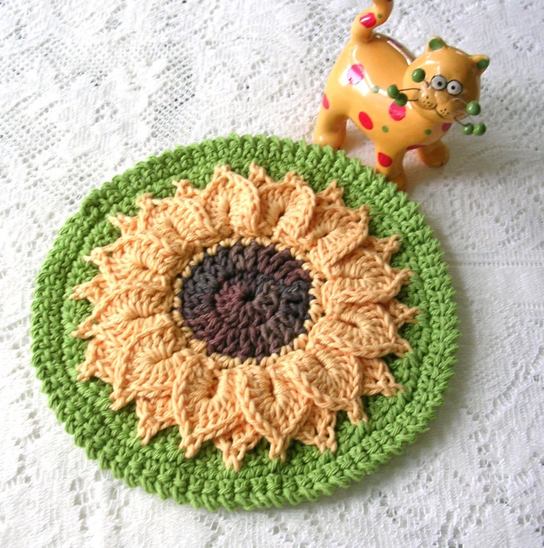 Sunflower Potholder Crochet Pattern Instant Download PDF Etsy