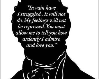 Jane Austen Art Print -  Pride and Prejudice - Mr Darcy Proposal - Bookish - JAPP001