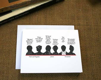 Jane Austen Note Cards, Pride and Prejudice, Persuasion Cards, Set of 6