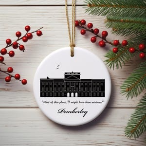 Jane Austen Pride and Prejudice Pemberley Christmas Ornament, Jane Austen Gifts, Jane Austen Locations, Bookish Gift, Gift for Book lover
