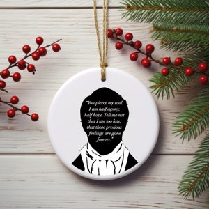 Jane Austen Christmas Ornament, Persuasion, Captain Wentworth Ceramic Ornament, Gift for Book Lovers, Teachers Gift, Librarian Gift
