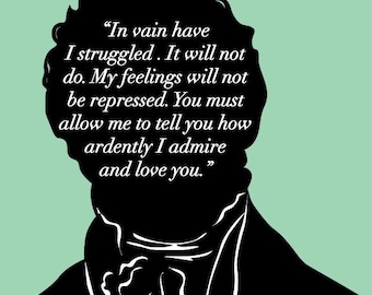 Literary Art Print - Jane Austen - Mr Darcy Proposal - Pride and Prejudice