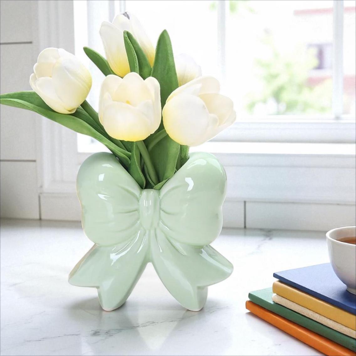 Bow Ceramic Vase - Playful Ribbon Flower Holder - Etsy