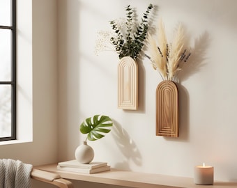 Wooden Arch Wall Vase Set | Minimal Boho Decor