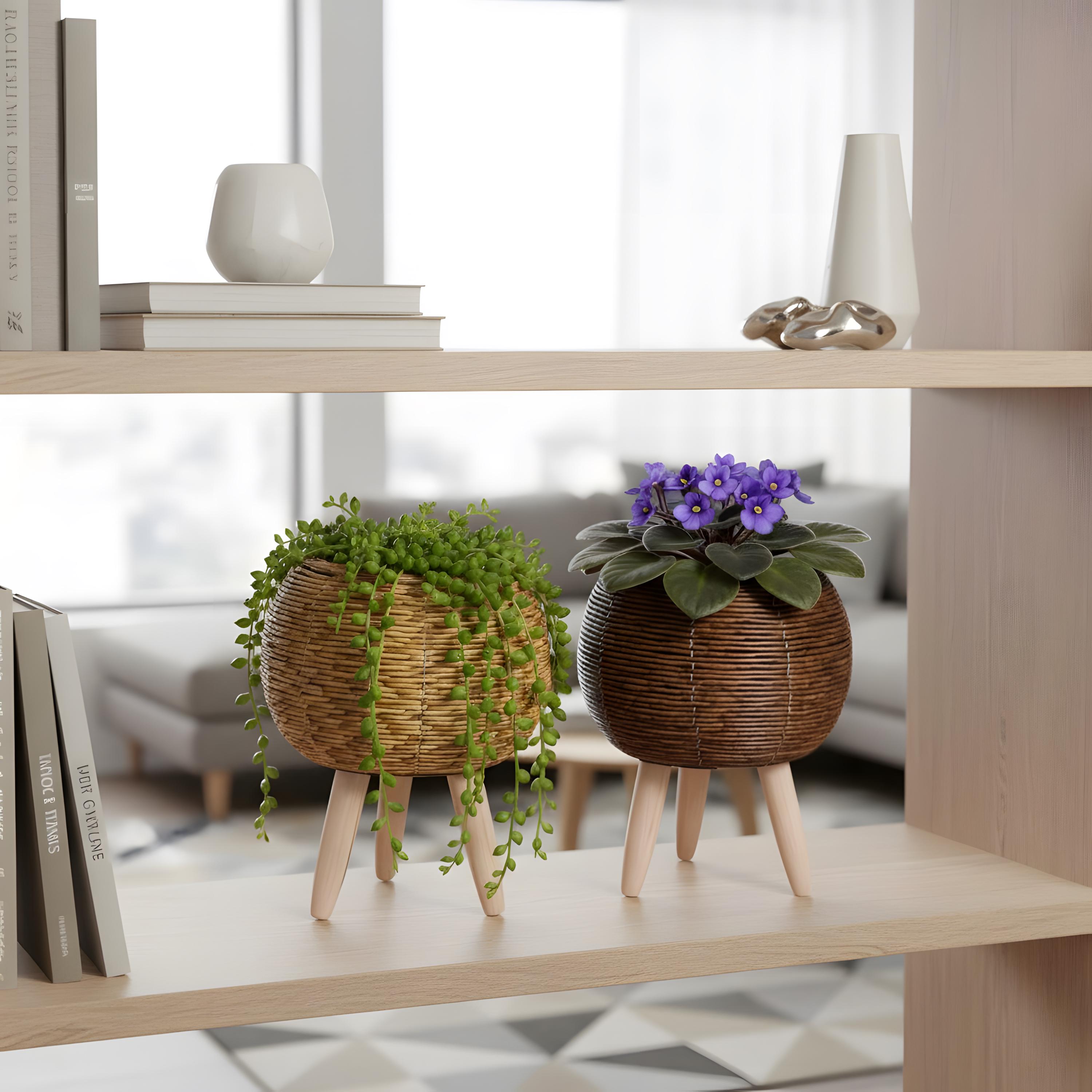 Abonda Supporto per Piante in Rattan,Supporti per Piante da fioriera Intrecciati a Mano per Piante da Interno | Supporto per fioriera Stabile ad Angolo per Piante grasse, Piante sempreverdi