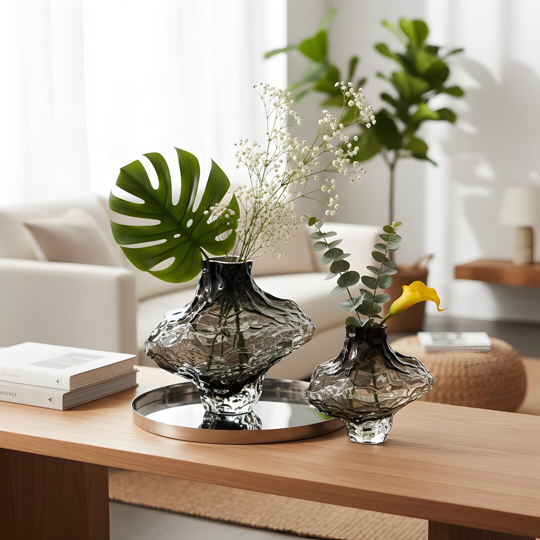 Nordic Textured Glass Vase for Modern Home Decor - Etsy