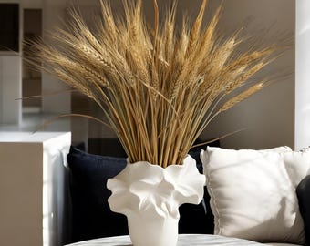Handmade White Ruffle Ceramic Vase: Modern Home Decor