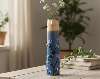 Hand-Painted Face Vase - Artistic Ceramic Home Decor