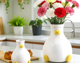 Duck Ceramic Vase – Adorable Home Decor for Flowers
