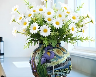 Van Gogh Inspired Vase | Starry Night Ceramic Flower Vase