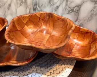 Vintage Wooden Bowl Set of 5