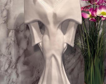 Vintage Modern Abstract Woman 80 Sculpture Statue– White Ceramic –Art Deco Style Home Decor Statue - Lindsey Balkweill Style  17" Postmodern