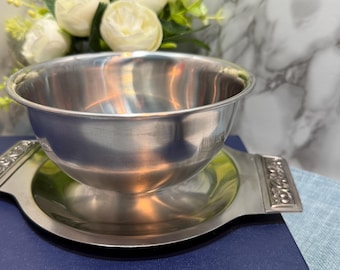 Vintage Eaton’s Haddon Hall 18/8 Stainless Steel Sauce Bowl with Underplate Japan