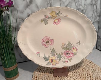 Vintage Sovereign Potters Canada Floral Earthenware Platter – Oval Serving Plate, 1930s