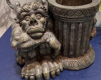 Vintage Mystic Gargoyles Noel Mercieca Cherison Gargoyle Troll Planter Pen Holder Stone Look Gothic Decor