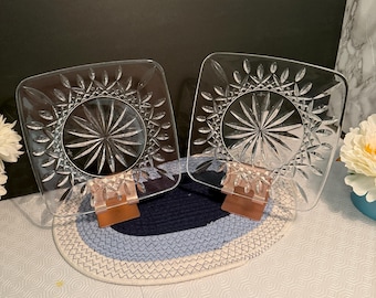 Vintage Waterford Crystal Square Serving Tray – set of 2, Signed