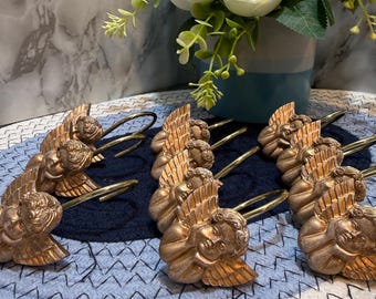 Vintage Gold Tone Curtain Clips Set Of 8 Shower Curtain Rings Decorative