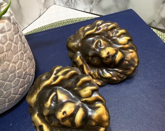Vintage Lion Head Metal Napkin - Curtain Holders – Set of 2, Brass Color Curtain Hooks, Curtain Ties, Metal Hooks Clips Free Floating