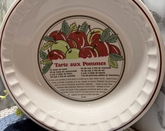 vintage Collection Manoir assiette à tarte aux pommes, tarte aux pommes boulanger en céramique, décoration de cuisine canadienne-française, plat de cuisson